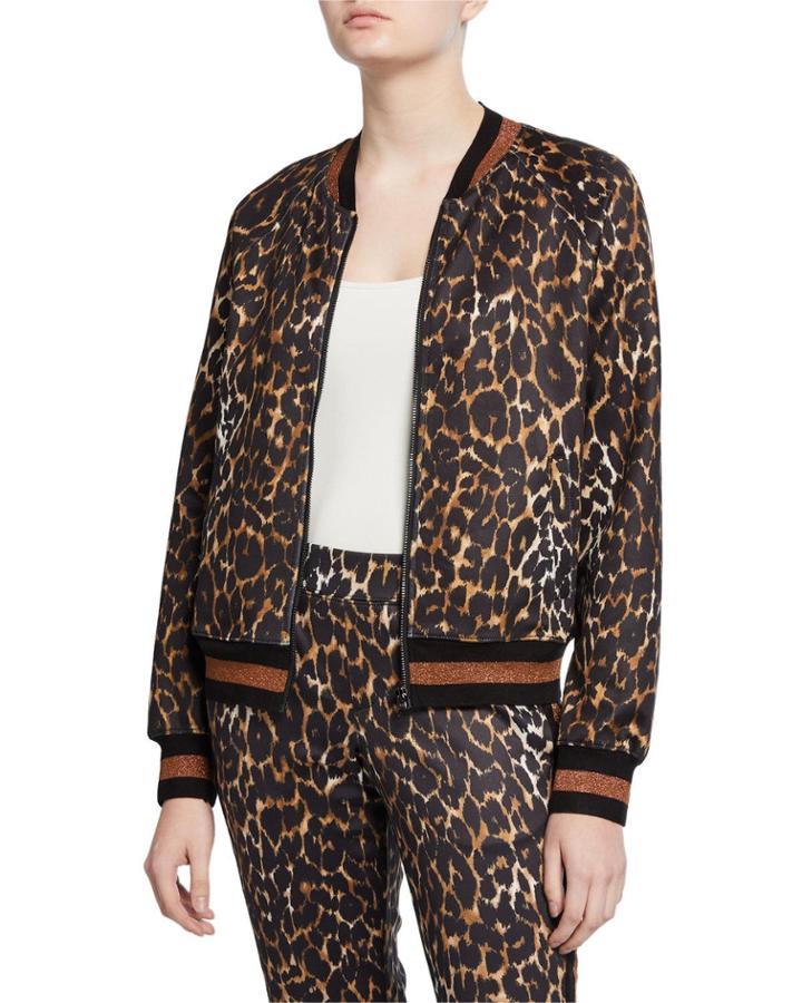 Leopard-print Zip-front Track Jacket