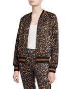 Leopard-print Zip-front Track Jacket