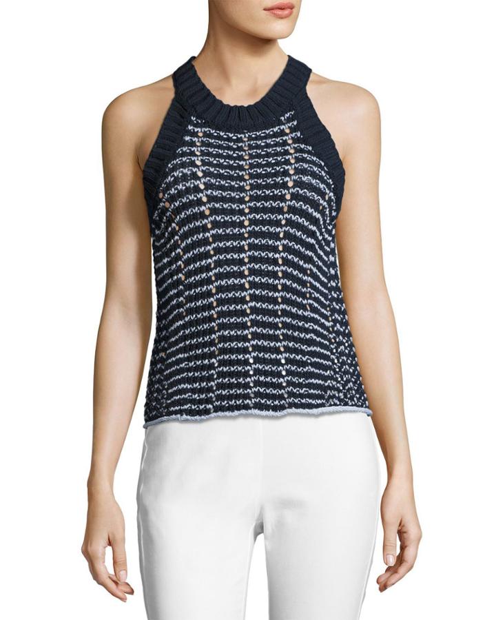 Daniela Cable-knit Tank, Navy