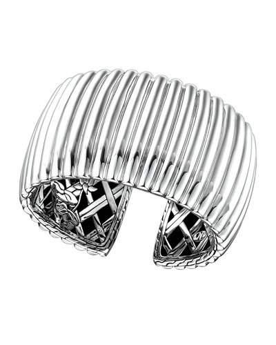 Bedeg Wide Rippled Sterling Kick Cuff