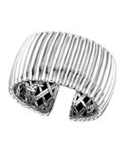 Bedeg Wide Rippled Sterling Kick Cuff