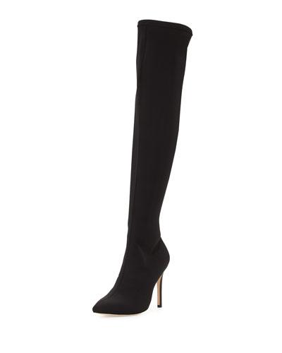 Dani Pointed-toe Over-the-knee Boot, Black