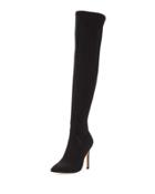 Dani Pointed-toe Over-the-knee Boot, Black