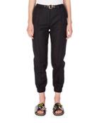 Belted Cropped Cotton-blend Track Pants, Black