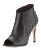 Kate Leather Peep-toe Bootie, Black