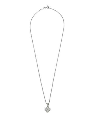 18k White Gold Diamond Clover Pendant Necklace