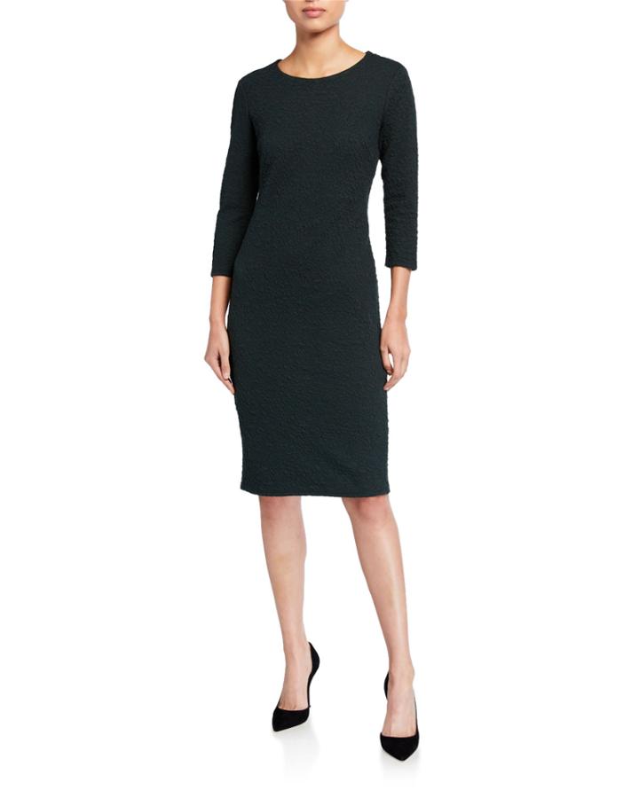 Textured 3/4 Sleeve Body-con Dress