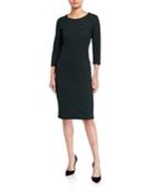 Textured 3/4 Sleeve Body-con Dress