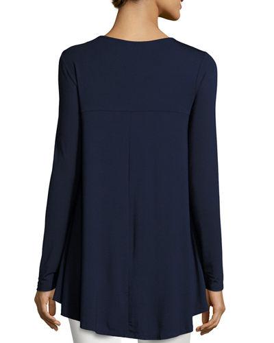 Long-sleeve Crewneck High-low Tee