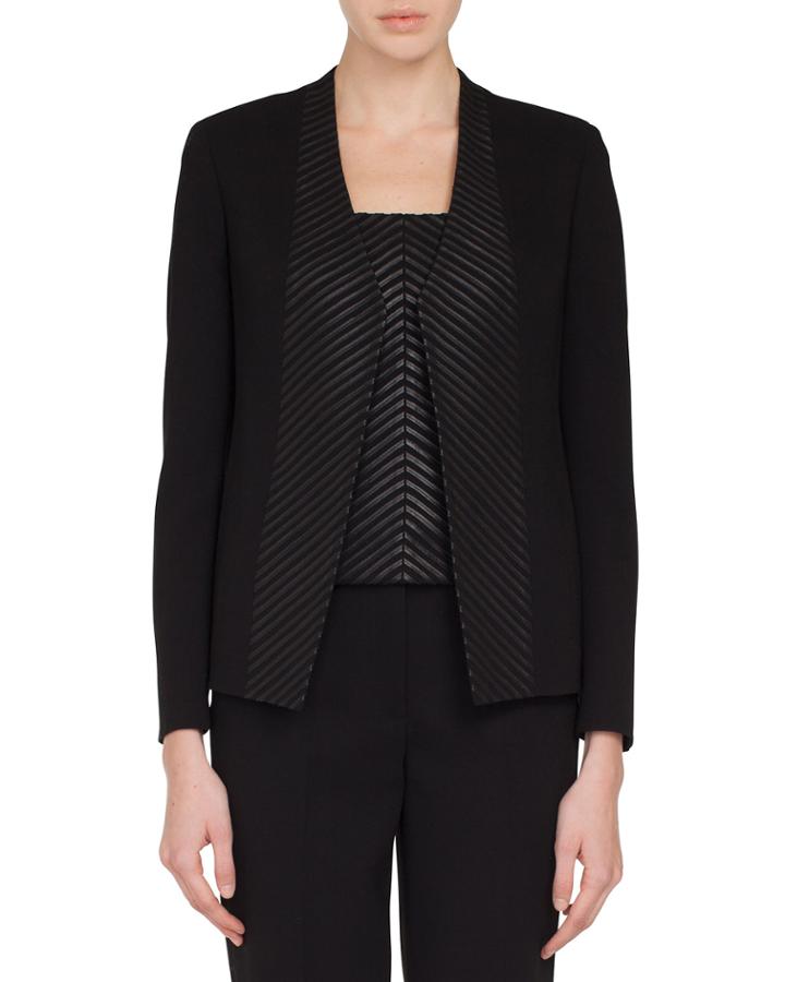 Selma No-closure Chevron Leather-front Jacket