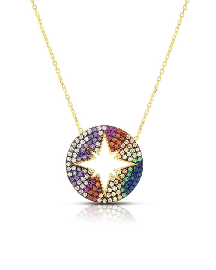 Enamel Starburst Pendant Necklace,