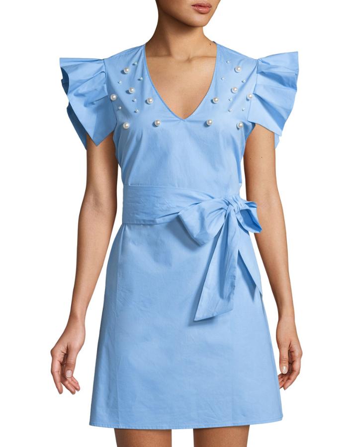 Pearlescent Fit-and-flare Short-sleeve Dress