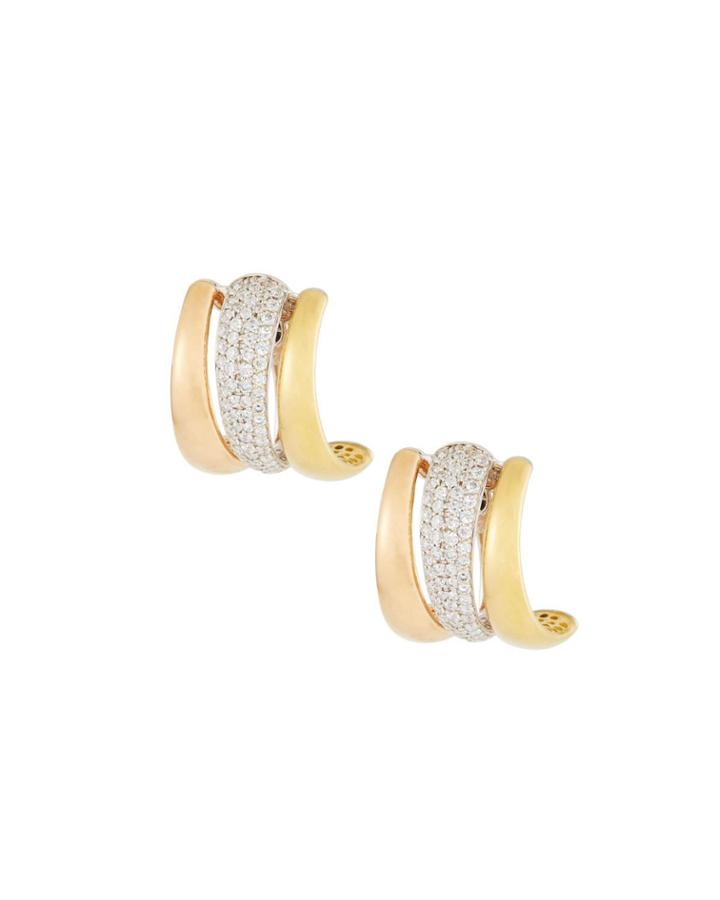18k Tricolor Scalare Diamond Earrings