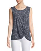 Squiggle-print Twist-front Tank