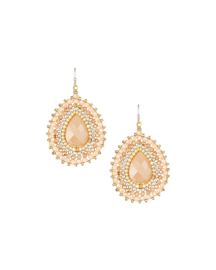 Layered Crystal Pear Drop Earrings, Cream