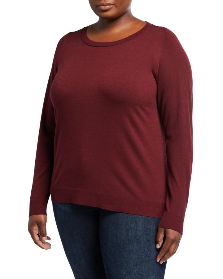 Plus Size Matte Crepe Crewneck