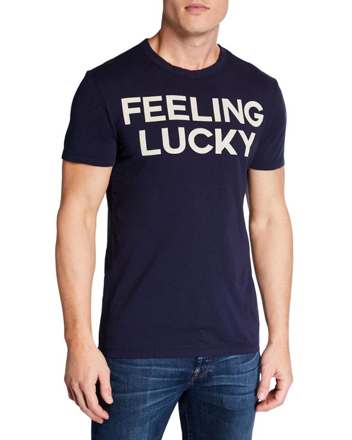 Men's Feeling Lucky Printed Cotton T-shirt