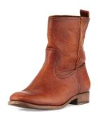 Cara Short Leather Boot, Cognac