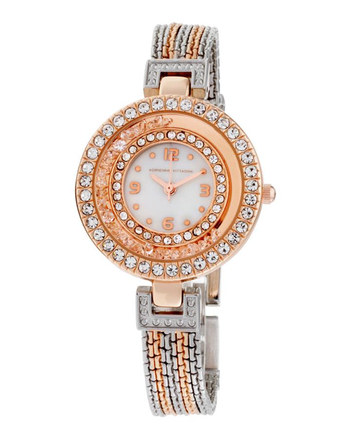 32mm Moving Crystal Watch W/ Bracelet, Rose/steel