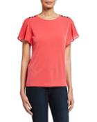 Flutter-sleeve Button-front Top