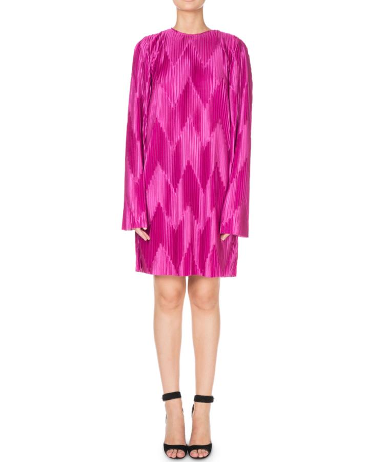 Long-sleeve Zigzag Pleated Jersey