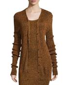 Disco Metallic Ribbed Knit Cardigan