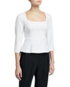 Square-neck 3/4-sleeve Peplum Top