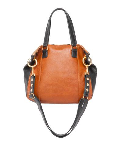 Jared Two-tone Leather Shoulder Bag, Black