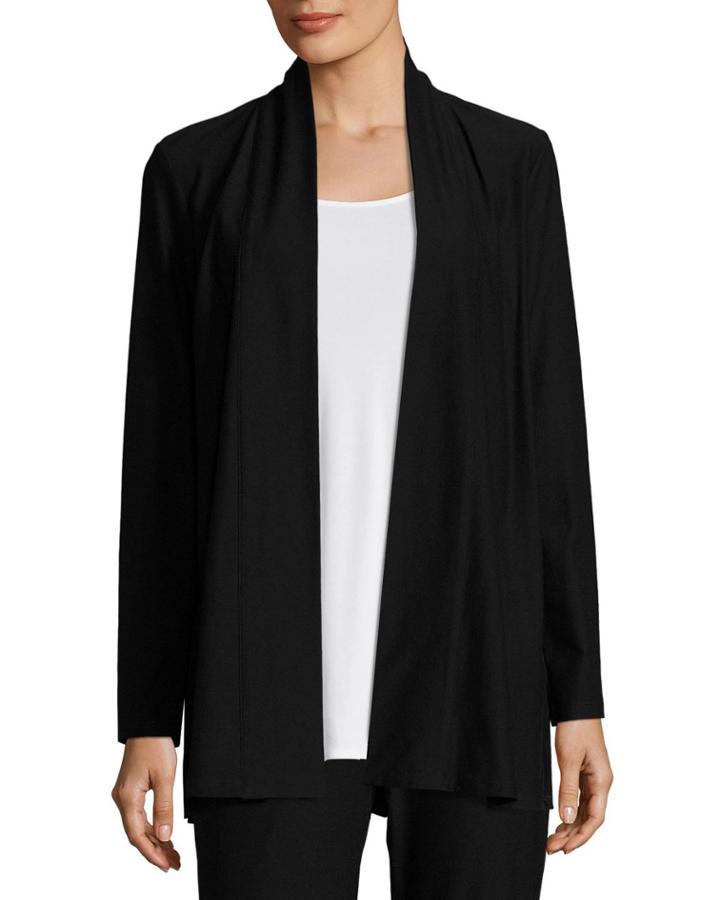 Lightweight Washable Stretch-crepe Topper Jacket/cardi, Black