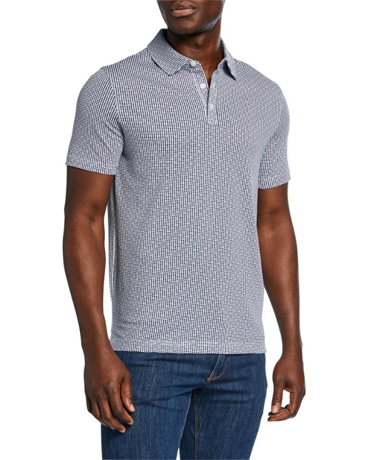 Men's Tile Printed Cotton Polo