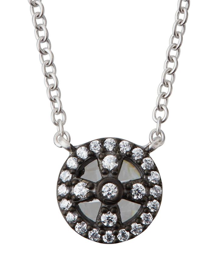 Tiny Clover Cage Pendant Necklace, Black