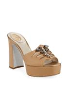 Embellished Leather Platform