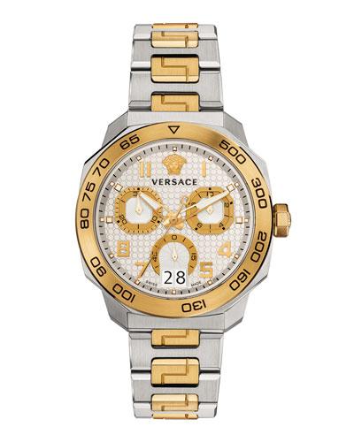 44mm Men's Dylos Two-tone Chronograph Watch,