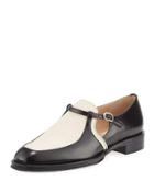 Two-tone Leather Loafer, Black/white