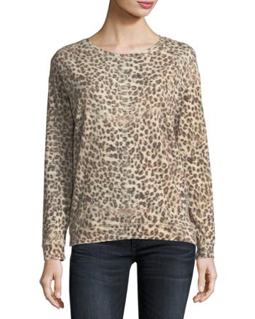 Leopard-print Cotton/cashmere Crewneck
