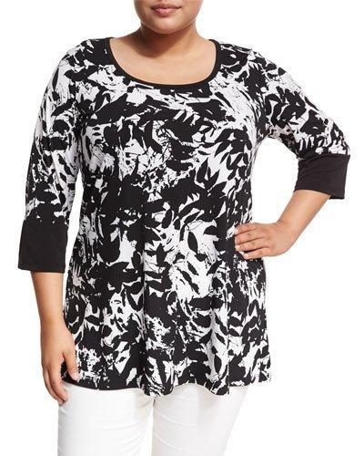 Crewneck 3/4 Sleeves Printed Tunic Top,