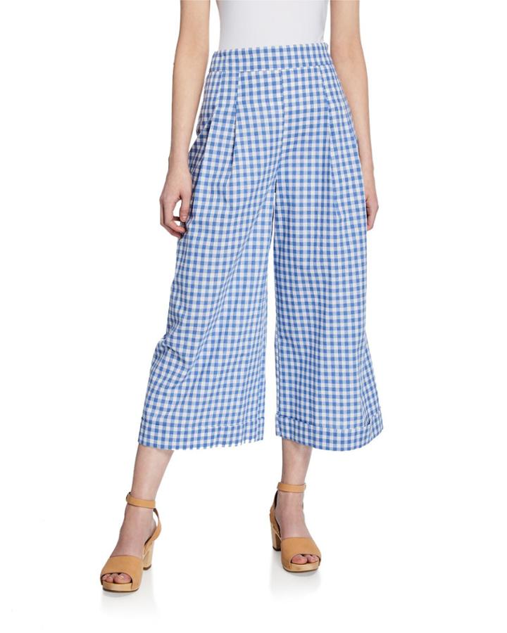 High-rise Gingham Cropped Pants