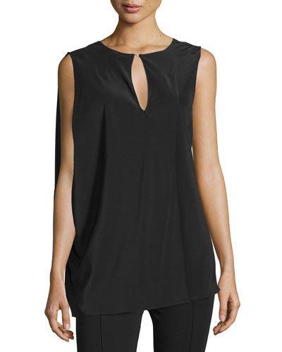 Sleeveless Draped Top, Black