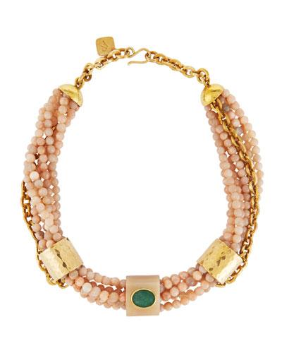Mchanga Multi-strand Pink Sandstone Beaded Necklace