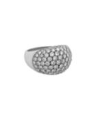 18k White Gold Diamond Domed Ring,