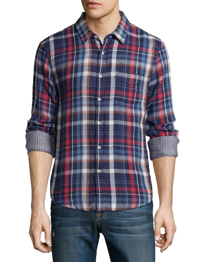 Joe's Jeans Plaid Woven Sport Shirt, Indigo/red, Men's, Size: Small, Indigo / R