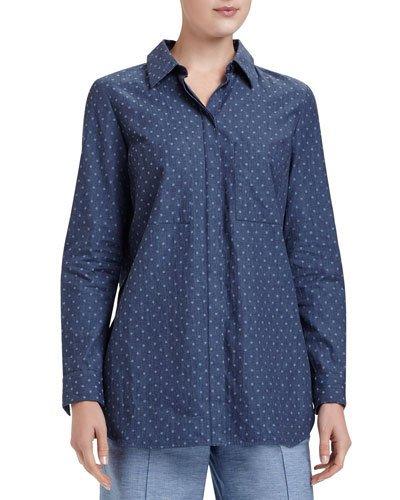 Kadin Polka-dot Chambray Blouse, Blue