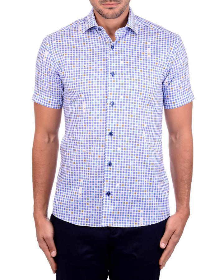 Men's Micro Spider Web Poplin Short-sleeve