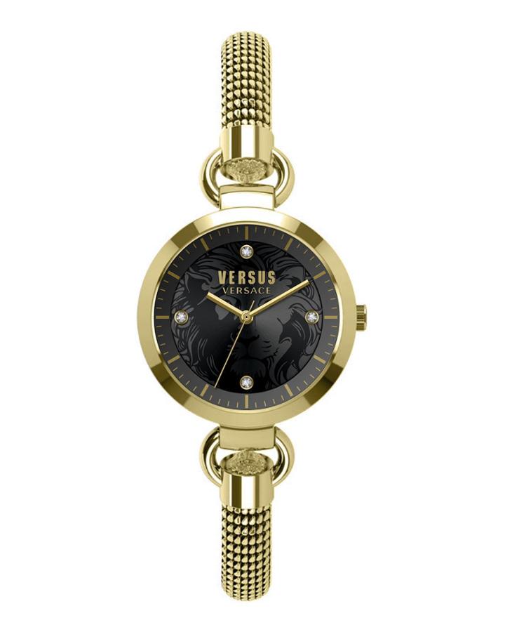 Roslyn 34mm Mesh Bracelet Watch, Gold/black