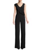 Cascading-ruffle V-neck Wide