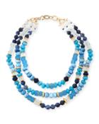 Triple-strand Blue Beaded Necklace