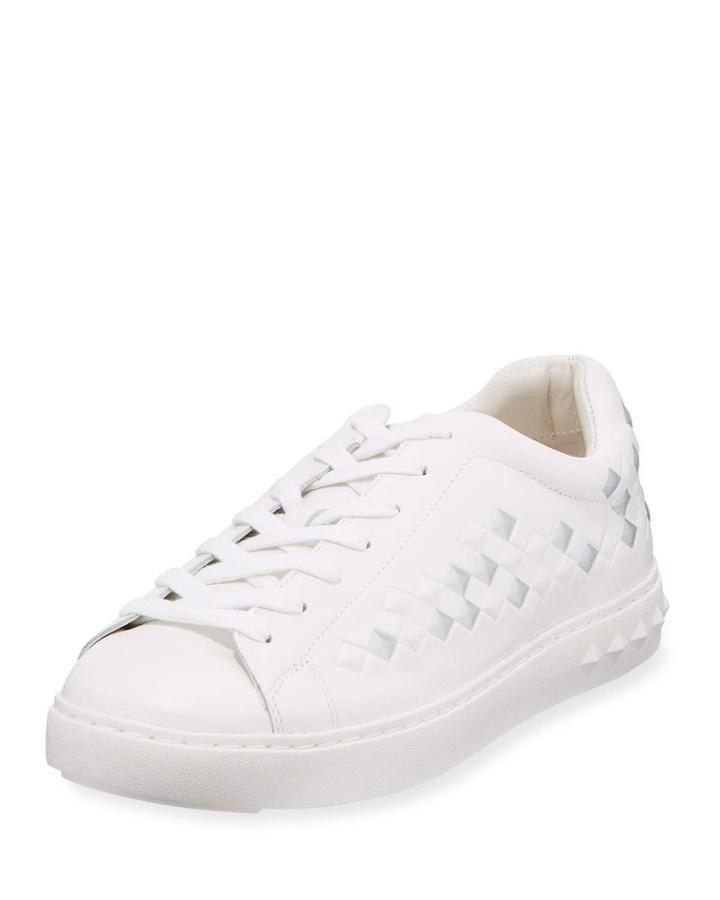 Men's Power Spiked Platform Sneakers, White/silver