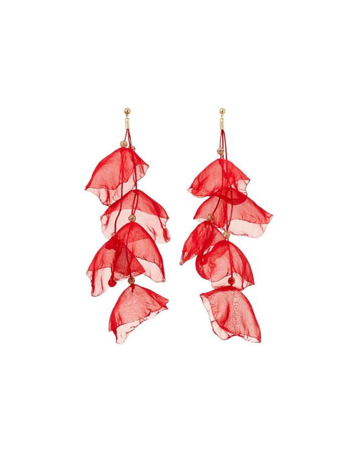 Chiffon Flower Earrings, Red