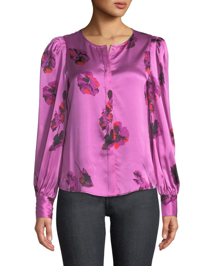 Antonela Button-front Long-sleeve Floral-print