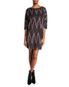 Metallic Zigzag Elbow-sleeve Mini